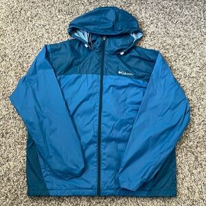 blue columbia rain jacket